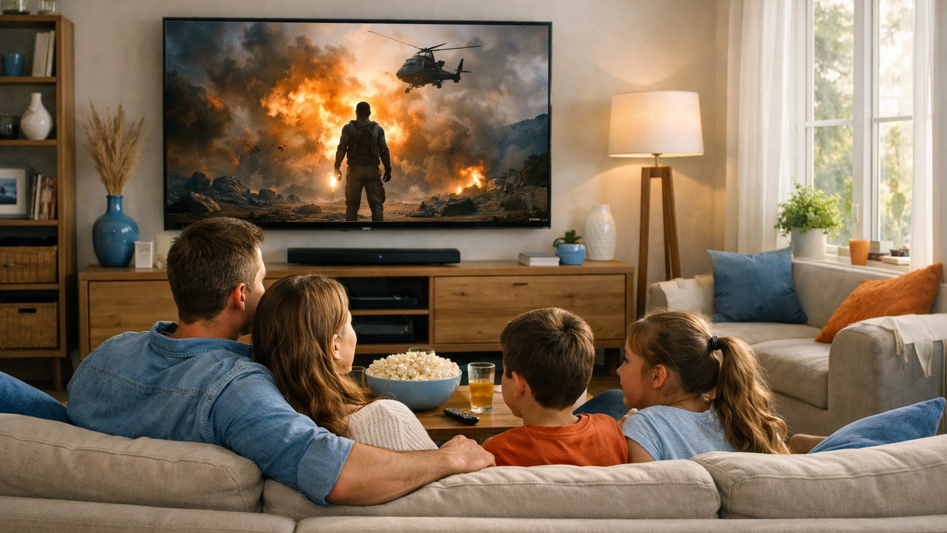 Rodzina korzystająca z pakietu internet i telewizja ComNet